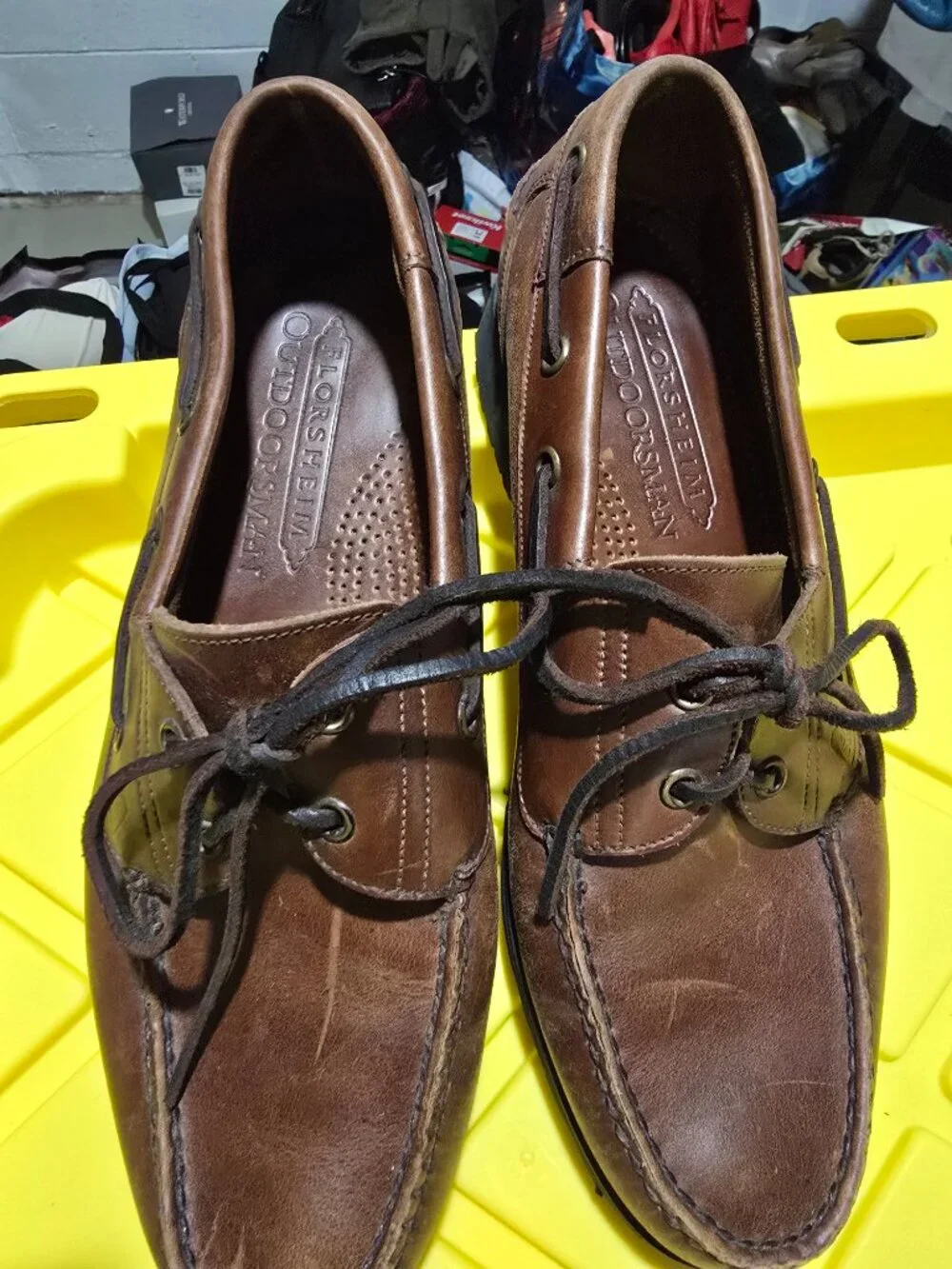 Vintage Florsheim Outdoorsman Men's Brown Leather Moc Toe Boat Shoes - Size 11 D